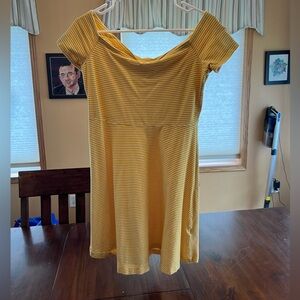 Yellow and white striped cotton dress